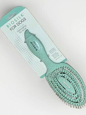 BioSilk For Dogs Detangling Grooming Pin Brush 9in Mint Green Eco Friendly New
